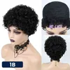 Perruques frisées crépues coupe courte 100% cheveux humains brésiliens pour femmes noires pleine Machine Pixie 220707