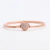 CZ diamant Pave Love hjärta Spänne Moments Snake Chain Armband Dam Bröllopspresent designer 18K roséguld pläterad med Originalask för Pandora Charms armband