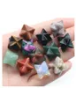 Pedra natural Merkaba estrela rosa quartzo cristal chakra ornamentos de mão alça peças de decoração em casa acessórios de colar de pedra diy