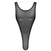 Men's Body Shapers Mens Lingerie Tank Wrestling Singlet Bodysuit See Through Sheer Mesh Teddies Deep U Neck Sleeveless High Cut Leotard Jump