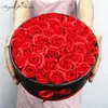 Hug Bucket Round Paper Box +Rose Soap Flower Packing Set Fresh Floral Gift Box Party Wedding Presents Storage Box Florist Supply 220406