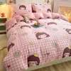 Cotton Children's Lovely Frosted Four Piece Set Cotton Spring and Autumn Winter Student Dormitory Three Bed Sheet