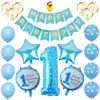 호일 풍선 생일 파티 장식 첫 생일 소녀 소년 Ballon Happy-Birthday Banner and Balloon Pink Blue Set 1 M088E