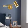 Wandleuchte, nordische Nachttischlampe, goldfarben, modern, kreativ, verstellbare Lichtdrehung, einziehbare Wandleuchte, Schlafzimmer, schwarze Farbe