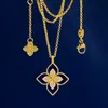 Новое поступление, четырехлистное клеверное ожерелье, дизайнерские ювелирные изделия, золото, серебро, перламутровое ожерелье, ожерелье с зеленым цветком, звено цепи, женский подарок