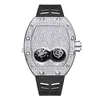 Wholale Men Fashion Diamond Watch Bling-Ed Iced Out Case Silicone Strap Luxury Quartz Watch for Mens Montre