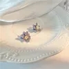 Coppia di orecchini coreani romantici viola lustro fiori di conchiglia stereoscopici orecchini vintage dolci per le donne gioielli da festaStud Kirs22