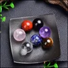 Piedra Perlas sueltas Joyería 20Mm Adornos naturales Amatista Cuarzo rosa Turquesa Ágata 7Chakra Diy No poroso Redondo B Dhrry