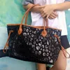 Black Leopard Canvas Shopping Bag Domil Blanks Wholesale Stora kapacitetsresor Cheetah Endless Tote Dom1770