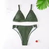 2022 Plus Size Sexig Ribbed Ring 4xlbikinis Swimsuit Women Push Up badkläder Solid Bikini Set Summer Beach Brasilien Biquini Stor storlek baddräkt