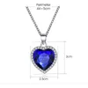 Hart van de oceaankettingen voor vrouwen cz romantische blauwe kristallen ketting hanger kettingen bruiloft sieraden