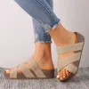 Sandaler Kvinnor Storlek 7 Silverplattform för kvinnor Casual Open Toe Roman Wedges Slide Girlsandals