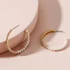 Hoop Huggie Golded Rhinestone och Pearl Pärlagade stora örhängen för kvinnor Half Circle Geometric Earring Jewelry Party Giftshoop Dale22