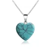 Opal Colares Jóias de jóias Pingente em forma de coração Azul colar de turquesa de cristal de pêssego Centro natural 7 color