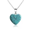 Opaal ketting sieraden hartvormige hangluikblauw turquoise ketting kristal perzik hart natuursteen 7 kleur ketting