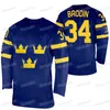 CEOMITNESS TEAM Sverige 2022 Winter Hockey Jersey Fredrik Olofsson Marcus Kruger Dennis Everberg Pontus Holmberg Lucas Wallmark Joakim Lars