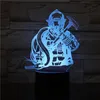 Nachtlichten Brandweerman 3D LED Modellering USB Creative Firefighter Table Lamp Home Decor 7 Kleuren Verandering Slaapverlichting Geschenken 2681 Night