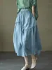 Skirts Summer Double-layer Design Cotton And Linen Skirt Literary Fairy Solid Color Elastic Waist Irregular Tutu WomenSkirts