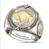 Hop Hip двухцветный 925 серебряных мужчин Золотые кольца Buffalo Nickel Jewelry Ring Mens Desing