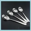 Stainless Coffee Spoon Skl Shape Dessert Food Grade Ice Cream Candy Tea 15.1*3.4*0.25Cm Drop Delivery 2021 Spoons Flatware Kitchen Dining