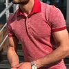 Summer Polo Men Men Color Sólida Manga curta Moda Moda Man Turn Down Slim Fit Camisetas macho Tops de alta qualidade respiráveis ​​220714