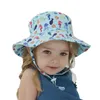 Zomerjongen meisje UV Beschermende katoenen vaste emmer hoeden Druk Baby Sun Caps 220514