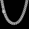 hiphop14mm diamant Cubaanse ketting koper ingelegd dubbele rij zirkoon hip hop bar heren ketting sieraden197T