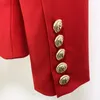 Blazer di alta qualità di nuovo stile premium Giacca slim doppiopetto da donna dal design originale Giacca con fibbie in metallo Capispalla retrò con collo a scialle Rosso tabella delle taglie