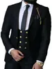 Handsome Gold buttons Groomsmen Peak Lapel Groom Tuxedos Men Suits Wedding Prom Man Blazer Jacket Pants Vest Tie A231299u