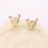 20style eenvoudige 18K Gold Ploated Luxury Brand Designers Stud 925 Silver Geometric beroemde vrouwen Ronde Crystal Rhinestone Pearl Earring Wedding Party Joodlry