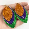 Pieno orecchini in pelle per glitter in pelle verde viola oro a strati viola a strati per donne mardi gras carnival gioielli regali WOLLE9787881