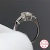 Cluster Rings Geoki 925 Sterling Silver Emerald Cut 1-2 Ct Passed Diamond Test D Color VVS1 Moissanite Wedding Ring Female Luxury Jewelry Gi