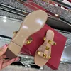 Fashion designer women's brand rivet slippers flat bottomed casual sandals size 35-41 with box249S