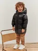 Toddler Boys Slant Pockets Hooded Coat SHE