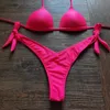 Vikinii Rose Red Biquinis Kvinnliga baddräkter Sexiga Push Up badkläder Kvinnor Bikinis Halter Beachwear Bathers Bathing Suits 220621