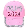 ترامب 2024 Diamonds Denim Sun Hat Casal Diamond Baseball Cap Athleisure قبعة قطنية قابلة للتعديل