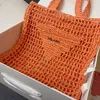 2022 Designer Marken Hohl Buchstaben Stroh taschen Tote Mode Papier Gewebt Frauen Schulter Taschen Sommer Strand Handtasche hohe qualität Luxus