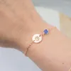 Cadeia de link Rose Gold Birthstone Pulseira Inicial Jóia Discos de Brides damaids para sua irmã INTE22