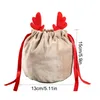 Soft Cute Velvet Christmas Antler Candy Bag Christmas Decoration Ornament Party Decoration Favors Children Kids Gift Bag C0817