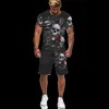 Punk Skull 3D Stampato Oversize T-shirt Pantaloncini Set da uomo Abbigliamento sportivo Tuta Gothic Graphic Tee Top Abbigliamento estivo Suit 220524