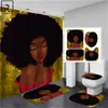 Кудрявые волосы Черные женщины Полиэфирная занавеска для душа с 12 крючками для ванной комнаты набор туалетной крышки 1/3/4 ПК Современный домашний декор 220429