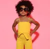 Children Casual suspenders Solid color jumpsuit floor pants jumpsuits girls one piece leggings factory price