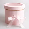 Double Layer Round Flower Paper Boxes with Ribbon Creative Rose Bouquet Gift Wrap Packaging Cardboard Box Valentine's Day Wedding Decoration sxa26