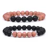 Huile Diffuse Pierre Naturelle Perle Brins BraceletEn Acier Inoxydable Perle Élastique Bracelets Bracelet pour Hommes Femmes Mode Jewlery Cadeau