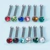 Gem Nariz reto Crystal Crystal Nariz Indian Ring Ring Nostril Piercing parafusos de aço inoxidável Nariz pino jóias do corpo