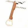 Wood Handle wine opener Stainless Steel Hand-Held Deluxe Wine Bottle Opener Openers Corkscrew Double Hinge Waiters