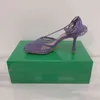 2022 Designer Donna Sandali con tacco alto Pantofole in pelle con strass Mesh s3XFO