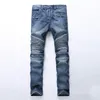 Trade Classic Retro Jeans Men Straight Slim Zipper Decoration light fold Skinny Denim pants Fashion Stretch Hip Hop Jogger 220328