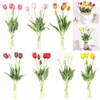Decorative Flowers & Wreaths Luxury Silicone Real Touch Tulips Bouquet 5 Heads Stems Artificial Living Room Decoration Flores ArtificialesDe
