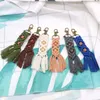 トレンディな手作り織りタッセルキーチェーン女性用キーホルダーキーリングアイビーズマクラメバッグチャームペンダントジュエリーギフト